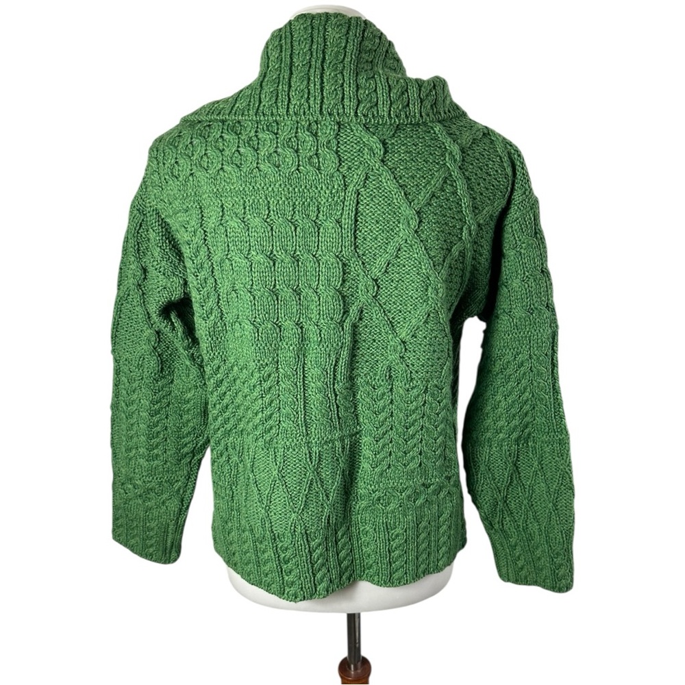 CARRAIG DONN 100% Merino Wool Fisherman 1-Button Cardigan Made In Ireland Size S - Picture 3 of 6